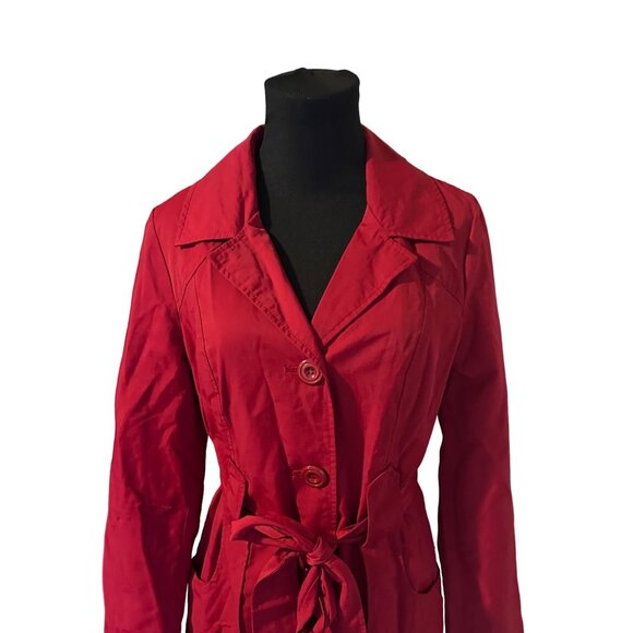 Ambition red button up belted coat size M - Picture 5 of 6